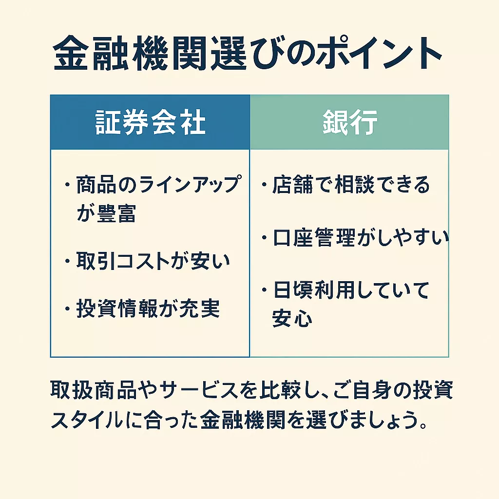 証券会社と銀行のメリットを比較した図
